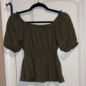 ✨ Olive Puff Sleeve Blouse ✨